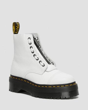 Dr Martens Sinclair Milled Nappa Leren Platform Laarzen Dames Wit | NL 524OKI